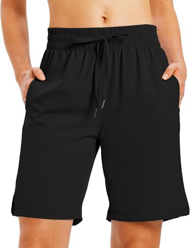 9 Inch Womens Athletic Shorts Basic Running Shorts Lightweight Quick Dry Gym Workout Shorts with Pockets in Kuwait