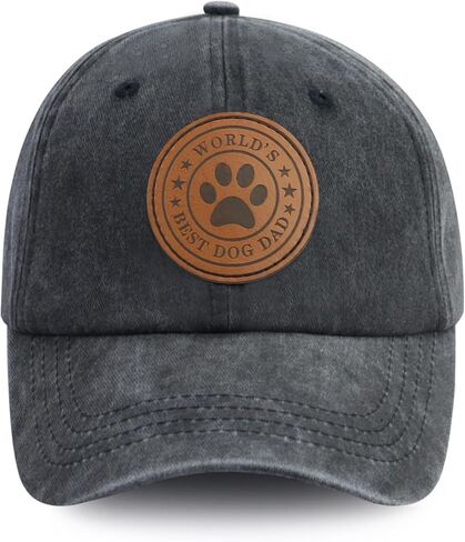 World's Best Dog Dad Hats for Men, Funny Adjustable Embroidered Leather Patch Papa Baseball Cap in Saudi Arabia