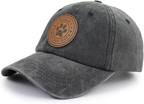World's Best Dog Dad Hats for Men, Funny Adjustable Embroidered Leather Patch Papa Baseball Cap in Saudi Arabia