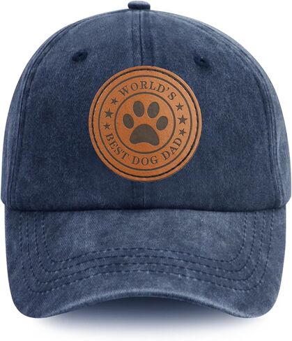 World's Best Dog Dad Hats for Men, Funny Adjustable Embroidered Leather Patch Papa Baseball Cap in Saudi Arabia