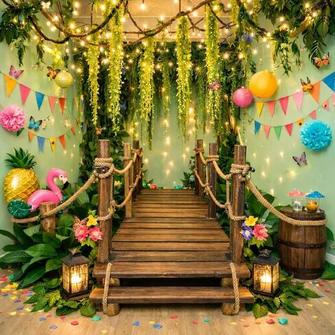 63Pcs Jungle Theme Decorations, 68.9ft Fake Vines with Artificial Hanging Willow Leaves and 20 Wire Butterflies, Greenery Vines Garland for Classroom, Rainforest Safari Party, Indoor Outdoor Decor in Saudi Arabia