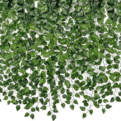 CQURE 120 Pack 840Ft Artificial Ivy Garland, Fake Vines UV Resistant Greenery Leaves Fake Plants Hanging Aesthetic Vines for Home Garden Wall Room Decor in Saudi Arabia