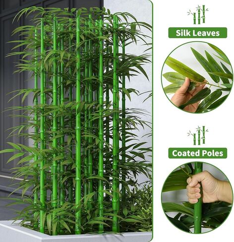 5ft Artificial Bamboo Tree 10 Pack, Fake Bamboo Plant Trees Indoor Outdoor Artificial Fake Plants Privacy Fence for Garden Yard Patio Decoration Home Privacy Screening in Saudi Arabia