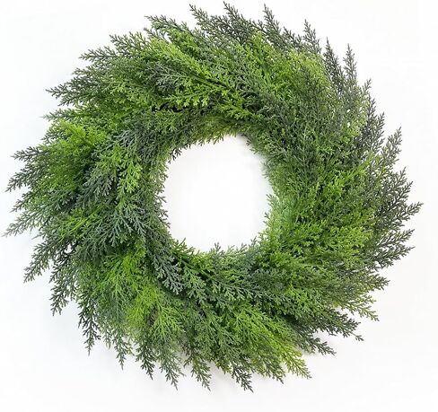 24 Inch Christmas Wreath for Front Door, Artificial Cedar Wreath | Winter Holiday Greenery Decor, Indoor Outdoor Use, Porch Wall Entryway Home Decor in Saudi Arabia