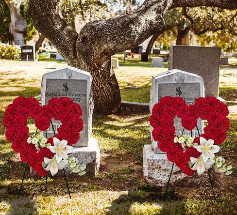 Cemetery Wreaths for Christmas - Ebullient Standing Heart, Grave Wreath with 30 Inch Easel Stand,Memorial Floral-Red Poinsettia and Lily in Saudi Arabia