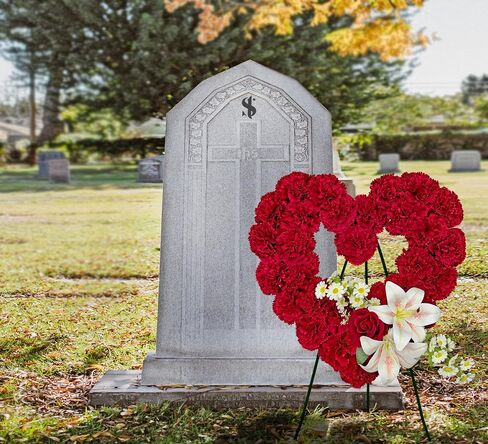 Cemetery Wreaths for Christmas - Ebullient Standing Heart, Grave Wreath with 30 Inch Easel Stand,Memorial Floral-Red Poinsettia and Lily in Saudi Arabia