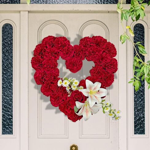 Cemetery Wreaths for Christmas - Ebullient Standing Heart, Grave Wreath with 30 Inch Easel Stand,Memorial Floral-Red Poinsettia and Lily in Saudi Arabia