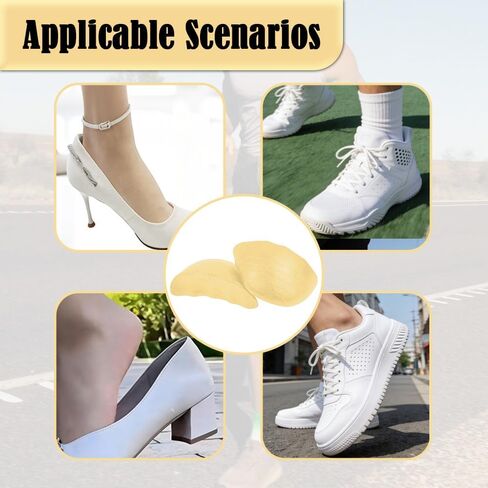 4 Pairs Shoe Filler Inserts, Toe Cushion Fillers, Memory Foam Cushion Loose Shoes to Make Shoes Smaller, Prevent Heel Slipping, Foot Friction and Relieves Pain, Unisex (Beige, One Size in Saudi Arabia