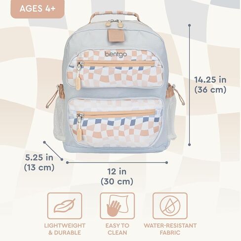 مجموعة حقيبة ظهر Bentgo® Kids مقاس 14 بوصة مع صندوق غداء مطبوع للأطفال (مربعات متدرجة) in Kuwait