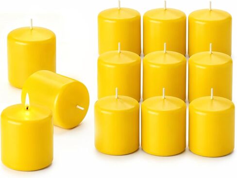 12 Pack Yellow Citronella Pillar Candles Outdoor & Intdoor,Lemongrass Scented Pillar Candles,Smokeless Dripless Citronella Candle Set for Patio Home Garden Weddings Pool Party in Summer in Saudi Arabia