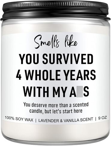 4 Year Anniversary Candle for Him, Her - 4th Anniversary, Gifts for Husband, Wife, Couple, Boyfriend, Girlfriend - Fruit & Flowers 4th Wedding Anniv. Gifts for Men, Women in Saudi Arabia