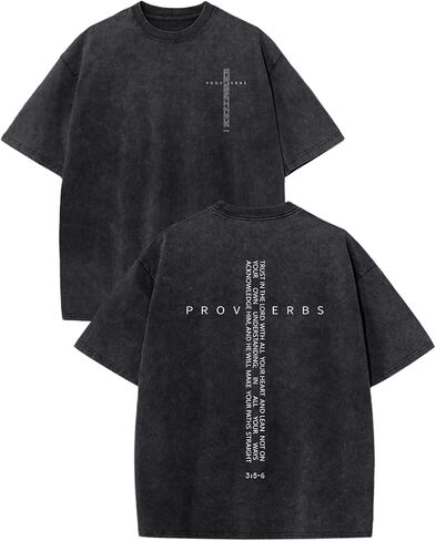 Christian Cross Shirts for Men Jesus Faith Bible Verse Religious God Tshirts Oversized Acid Wash Vintage Graphic Tee in Saudi Arabia