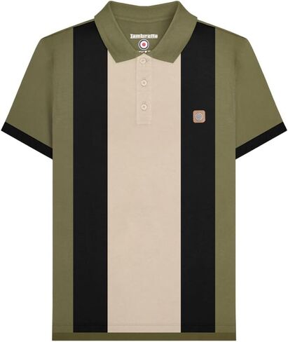 Lambretta Mens Vintage Panel Casual Polo Shirt Top Tee in Saudi Arabia