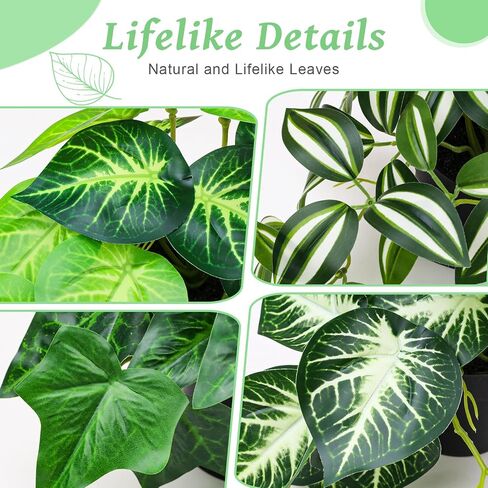 Gresorth 4 Pack Fake Hanging Plant Decoration Artificial Draping Potted Plants Model Vivid Watermelon Vine in Pot Display for Farmhouse Office Restaurant - 34.6 Inch in Kuwait