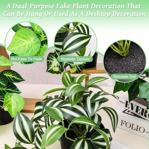 Gresorth 4 Pack Fake Hanging Plant Decoration Artificial Draping Potted Plants Model Vivid Watermelon Vine in Pot Display for Farmhouse Office Restaurant - 34.6 Inch in Kuwait