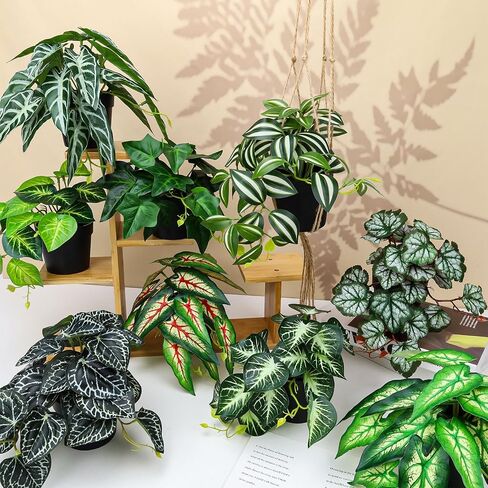 Gresorth 4 Pack Fake Hanging Plant Decoration Artificial Draping Potted Plants Model Vivid Watermelon Vine in Pot Display for Farmhouse Office Restaurant - 34.6 Inch in Kuwait