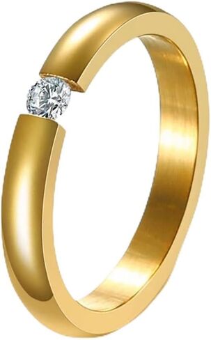 3mm/6mm Stainless Steel Cubic Zirconia Wedding Band Engagement Promise Ring for Men Women in Saudi Arabia