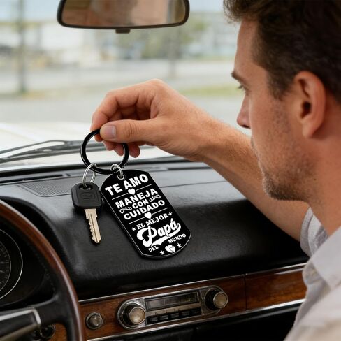 Dad Keychain for Men, Spanish Drive Safe Keychain for Him Dad Gifts for Dads from Daughter, Happy Birthday Men Accessories, Regalos Para Papa for Fathers Day in Saudi Arabia