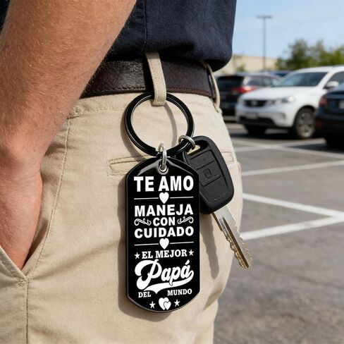 Dad Keychain for Men, Spanish Drive Safe Keychain for Him Dad Gifts for Dads from Daughter, Happy Birthday Men Accessories, Regalos Para Papa for Fathers Day in Saudi Arabia
