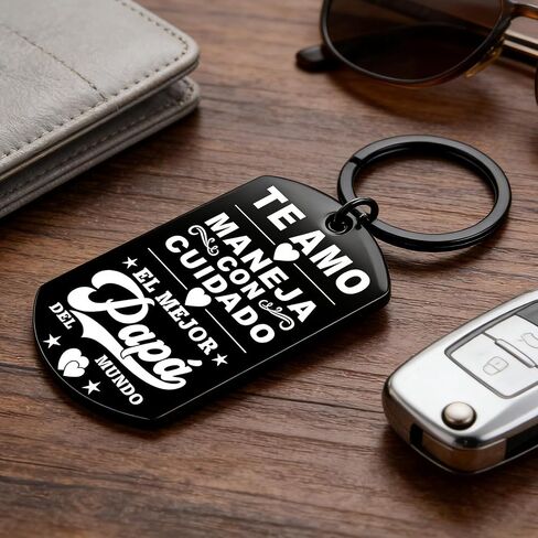 Dad Keychain for Men, Spanish Drive Safe Keychain for Him Dad Gifts for Dads from Daughter, Happy Birthday Men Accessories, Regalos Para Papa for Fathers Day in Saudi Arabia