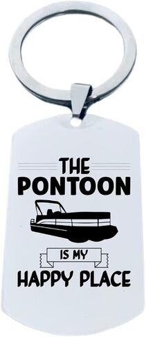 Pontoon Boat Keychain, Pontoon Boat is My Happy Place Keychain, Lake Cabin, Boating Keychain, Pontoon Boat Gift, Life is Better at The Lake, Lake Jewelry Gift in Kuwait