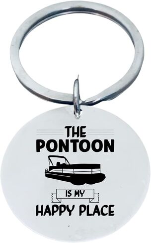 Pontoon Boat Keychain, Pontoon Boat is My Happy Place Keychain, Lake Cabin, Boating Keychain, Pontoon Boat Gift, Life is Better at The Lake, Lake Jewelry Gift in Kuwait