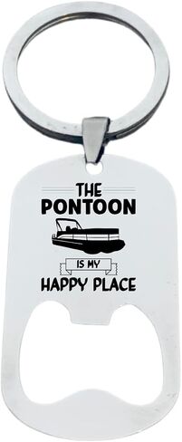 Pontoon Boat Keychain, Pontoon Boat is My Happy Place Keychain, Lake Cabin, Boating Keychain, Pontoon Boat Gift, Life is Better at The Lake, Lake Jewelry Gift in Kuwait