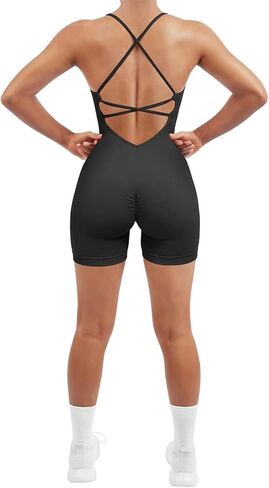 Women Romper Strappy Seamless Jumpsuit Tummy Control Padded Sports Bra in Kuwait