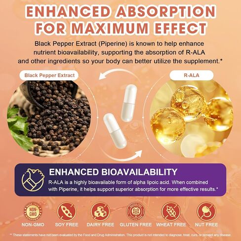 Migcopat R-Alpha Lipoic Acid 600mg, Neuropathy Supplements with ALCAR, NAC, Magnesium, Active B-Vitamins | Antioxidant for Energy & Nervous System Support, Non-GMO, Gluten Free, Vegan, 120 Capsules in Saudi Arabia
