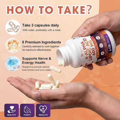 Migcopat R-Alpha Lipoic Acid 600mg, Neuropathy Supplements with ALCAR, NAC, Magnesium, Active B-Vitamins | Antioxidant for Energy & Nervous System Support, Non-GMO, Gluten Free, Vegan, 120 Capsules in Saudi Arabia