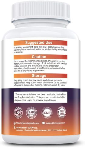 Migcopat R-Alpha Lipoic Acid 600mg, Neuropathy Supplements with ALCAR, NAC, Magnesium, Active B-Vitamins | Antioxidant for Energy & Nervous System Support, Non-GMO, Gluten Free, Vegan, 120 Capsules in Saudi Arabia