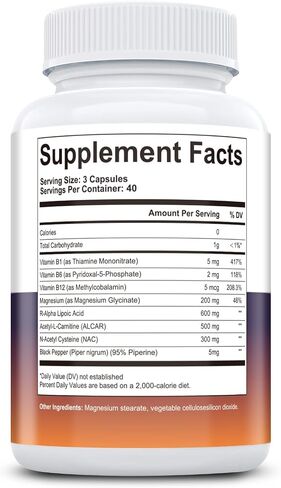 Migcopat R-Alpha Lipoic Acid 600mg, Neuropathy Supplements with ALCAR, NAC, Magnesium, Active B-Vitamins | Antioxidant for Energy & Nervous System Support, Non-GMO, Gluten Free, Vegan, 120 Capsules in Saudi Arabia