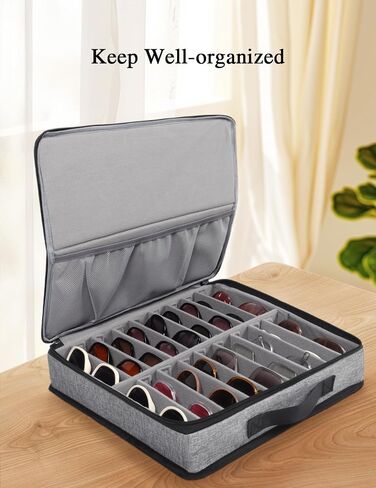 Bukere Sunglasses Organizer Case, 18 Adjustable Slots for Multiple Pairs Eyeglasses, Travel Glasses Holder Storage Box in Saudi Arabia