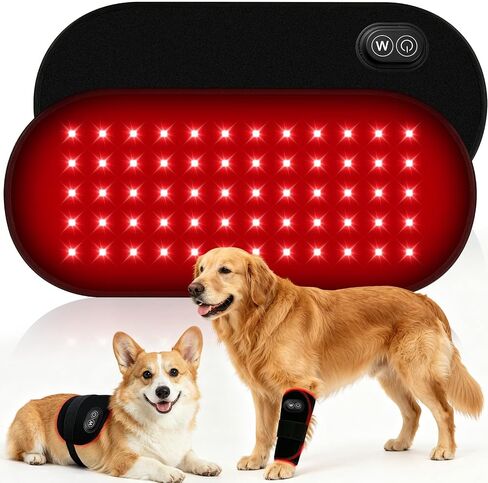 Cordless Red Light Therapy Pad for Dogs - 60 LEDs Rechargeable Dog Red Light Therapy Belt with 660nm 850nm, Pet Red Light Therapy Wrap for Home Use, 2 Straps 5 Brightness Levels 30-Min Timer in Saudi Arabia