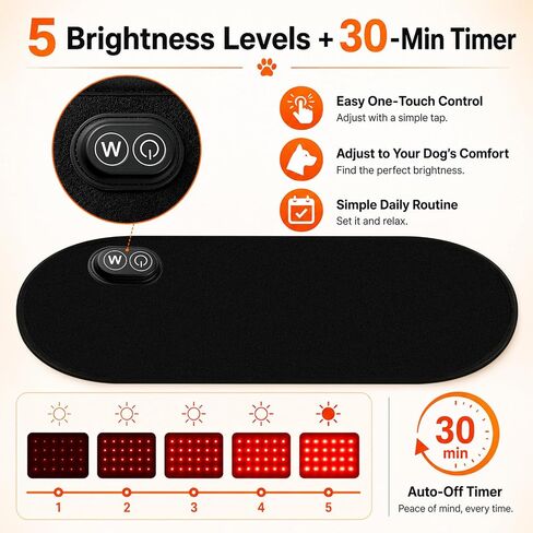 Cordless Red Light Therapy Pad for Dogs - 60 LEDs Rechargeable Dog Red Light Therapy Belt with 660nm 850nm, Pet Red Light Therapy Wrap for Home Use, 2 Straps 5 Brightness Levels 30-Min Timer in Saudi Arabia