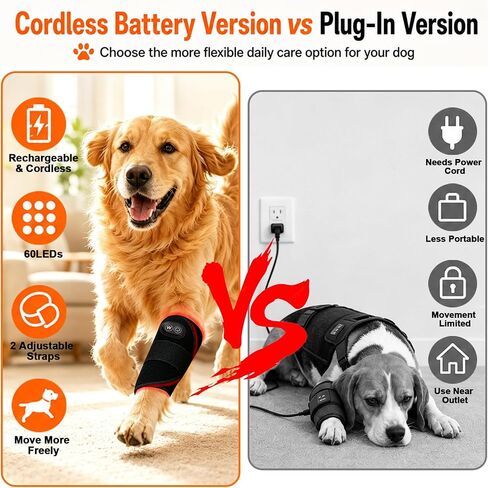 Cordless Red Light Therapy Pad for Dogs - 60 LEDs Rechargeable Dog Red Light Therapy Belt with 660nm 850nm, Pet Red Light Therapy Wrap for Home Use, 2 Straps 5 Brightness Levels 30-Min Timer in Saudi Arabia