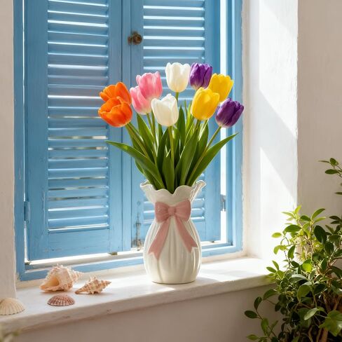 Coquette Pink Ceramic Bow Vase, Flower vase with Bow for Roses Tulips Artificial Flowers, Cute Decor for Bathrooms, Dressers, Windowsills, Home, Christmas C(1pcs) in Saudi Arabia