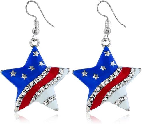 LEPRATO 4th of July Independence Day Patriotic Earring for Women American Flag Red White Blue Patriotic Dangle Earrings in Saudi Arabia