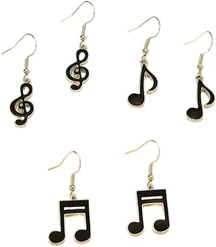 3 pairs/Set Music Note Dangle Earrings for women Czech Crystal Eighth Note Treble Clef Music Note Drop Earrings for Women Musican in Kuwait