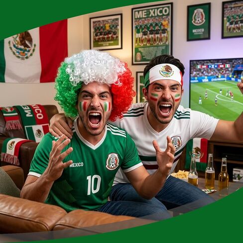 Mexico Soccer Fan Gear Set Mexican Patriotic Costume Accessories for Soccer Game Events in Saudi Arabia