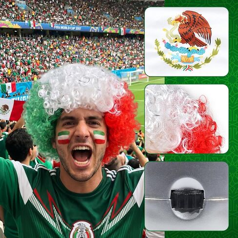 Mexico Soccer Fan Gear Set Mexican Patriotic Costume Accessories for Soccer Game Events in Saudi Arabia
