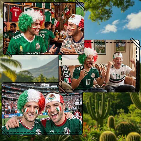 Mexico Soccer Fan Gear Set Mexican Patriotic Costume Accessories for Soccer Game Events in Saudi Arabia
