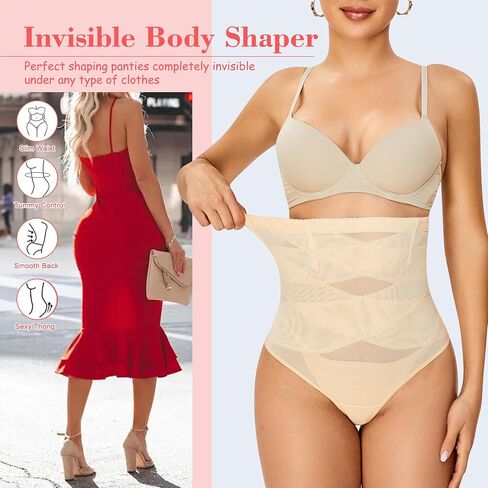 Hioffer Thong Shapewear Tummy Control High Waist Girdles for Women Body Shaper Under Dress Shaping Panties in Saudi Arabia