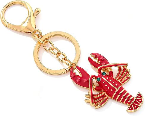 WETMT Enamel Lobster Keychain for Women Red Crayfish Rhinestone Keychain Fashion Ocean Beach Jewelry Accessories in Saudi Arabia