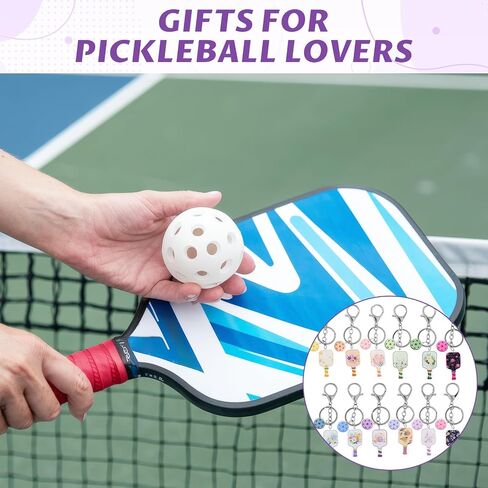 24 Pcs Pickleball Keychain Bulk Pickleball Gifts or Women Funny Aesthetic Acrylic Keychain Team Gifts Sports Accessories Party Favors Decorations for Women Players Sport Lover in Saudi Arabia
