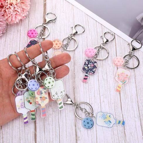 24 Pcs Pickleball Keychain Bulk Pickleball Gifts or Women Funny Aesthetic Acrylic Keychain Team Gifts Sports Accessories Party Favors Decorations for Women Players Sport Lover in Saudi Arabia
