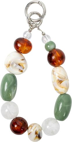Bloomish Irregular Resin Bead Phone Strap - Handmade Chunky Keychain Wristlet with Stone-Effect Charms - Trendy Cellphone Accessory & Bag Decor in Saudi Arabia