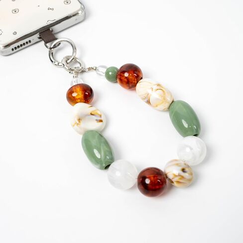 Bloomish Irregular Resin Bead Phone Strap - Handmade Chunky Keychain Wristlet with Stone-Effect Charms - Trendy Cellphone Accessory & Bag Decor in Saudi Arabia