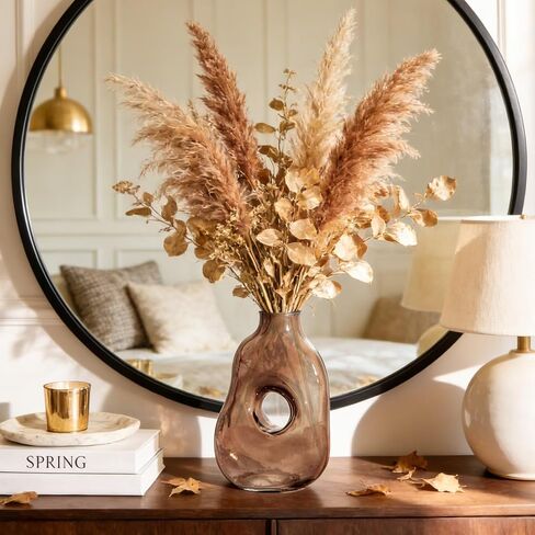 DN DECONATION Flower Vase for Kitchen Home Decor, Amber Hollow Glass Vase for Bouquet, Tall Vases for Flowers Table Centerpiece Dining Room Desk Decor Wedding Tulip Gift for Mom in Saudi Arabia
