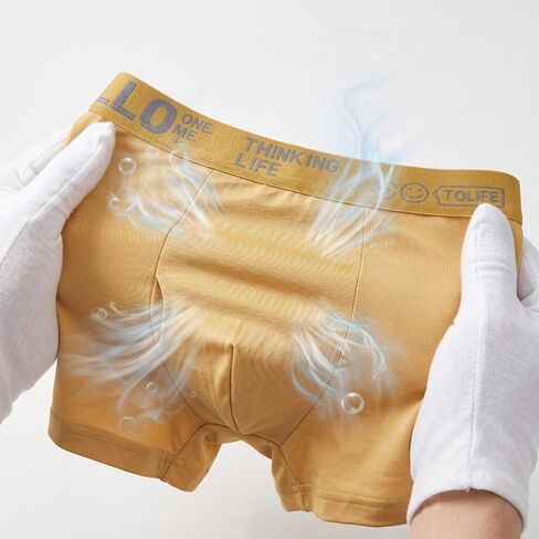 Men's boxer briefs, 5-pack, pure cotton, breathable, moisture-wicking, no tags, no rolling up, yellow. in Kuwait